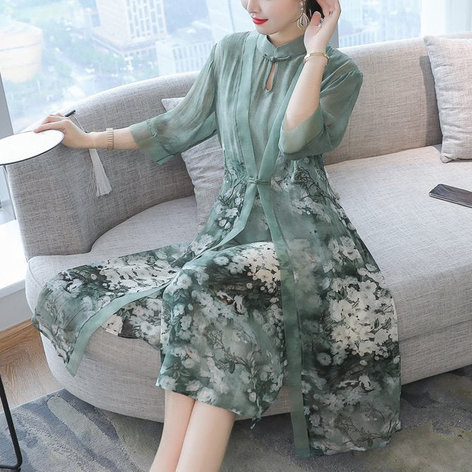 Chiffon dress and jacket on sale set