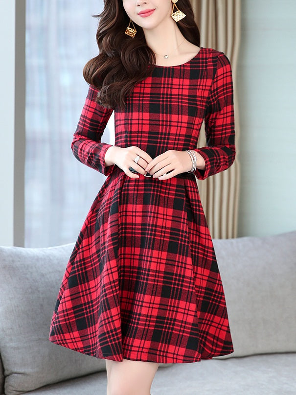 Red and black sale plaid dress plus size