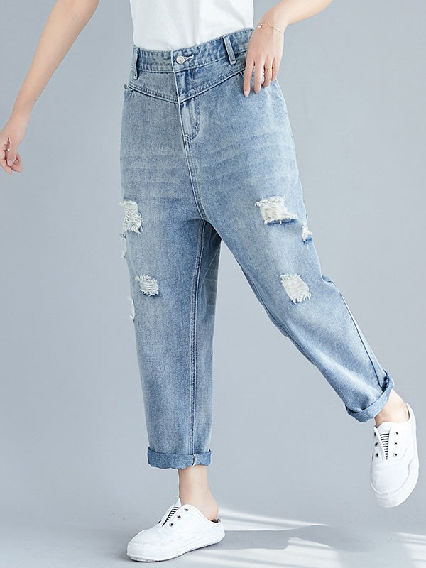 Cheap plus size sale distressed jeans