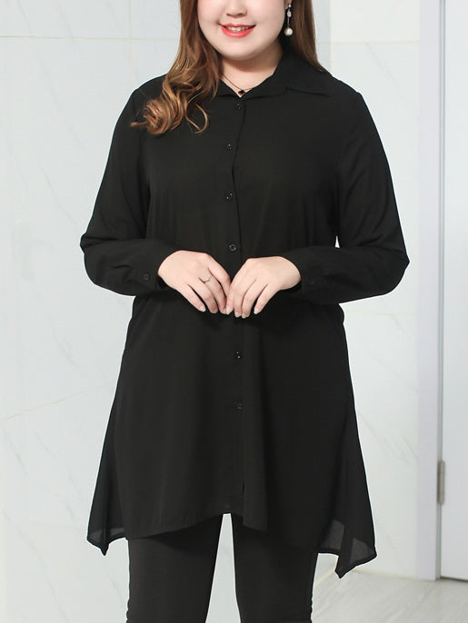 plus size black blouse long sleeve