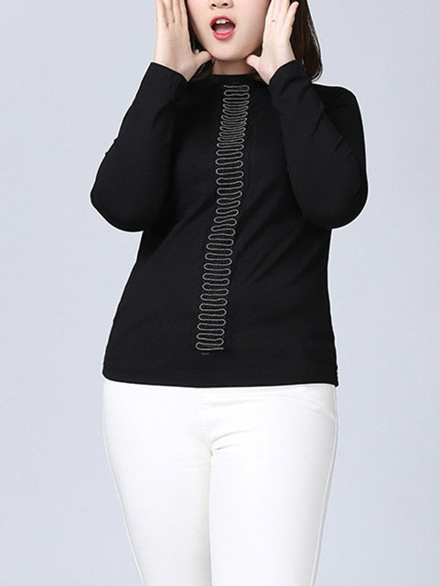 Women's Plus Size Long Sleeve Turtleneck Top Black X-Large at