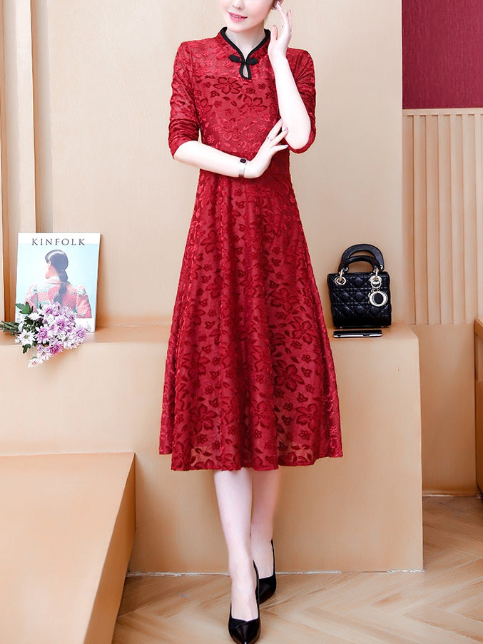 Red long sleeve deals dress plus size