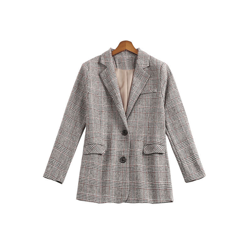 Plus size checked outlet blazer