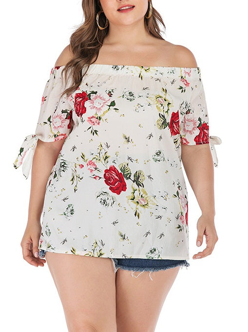 Off the shoulder 2024 white blouse plus size