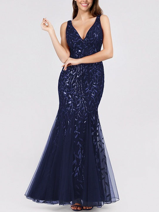 Elegant dark cheap blue dress