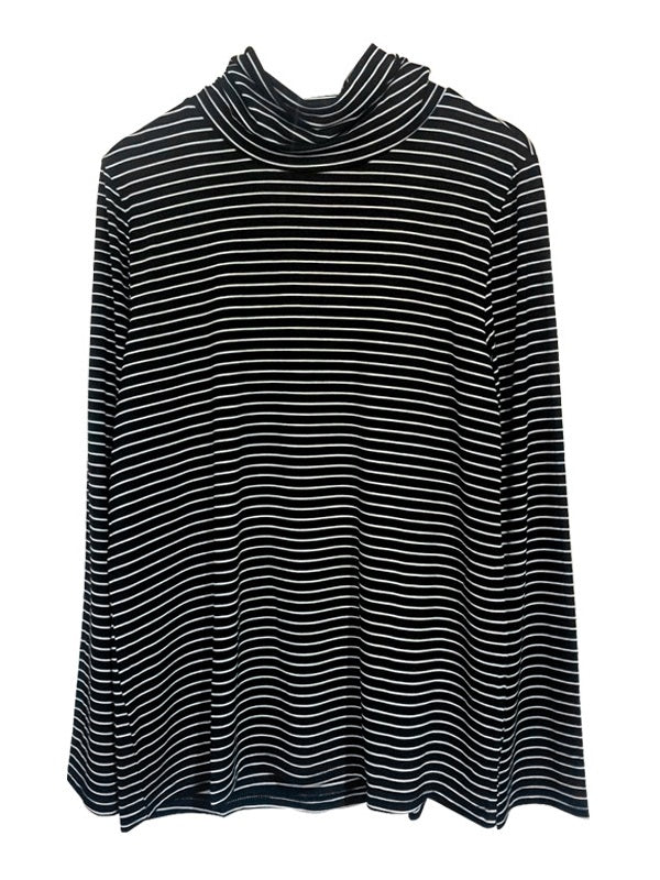 Plus size striped top turtleneck