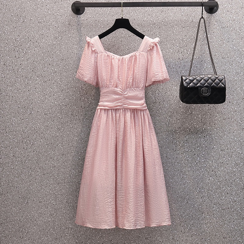 casual korean pink dress