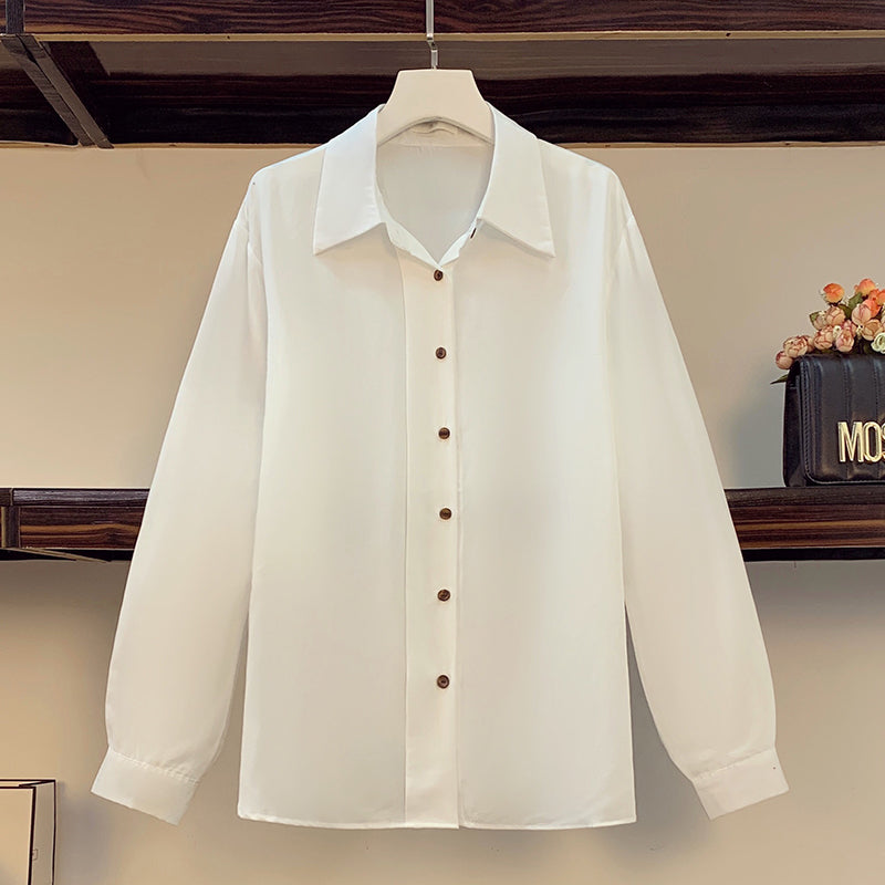 white long sleeve shirt womens plus size