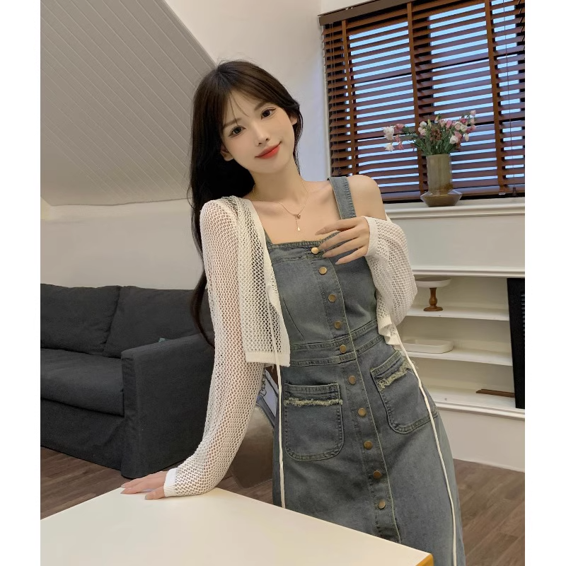 Denim pinafore dress plus size best sale