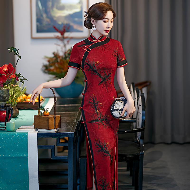 S-5Xl) + Custom Size Plus Size Red Oriental Modern Qipao Maxi Dress –  Pluspreorder