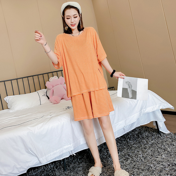 (2XL-4XL) Plus Size Comfy T Shirt And Shorts With Pocket Lounge Pyjamas Set (EXTRA BIG SIZE)