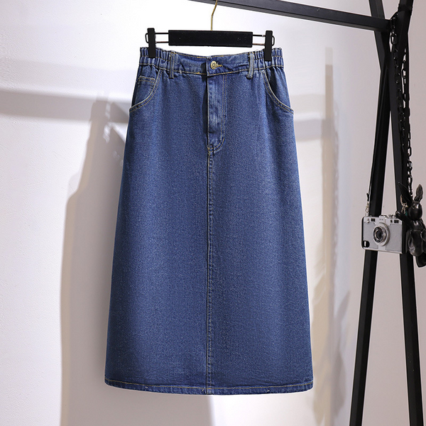 (2XL-6XL) Plus Size Denim Midi Skirt (EXTRA BIG SIZE)