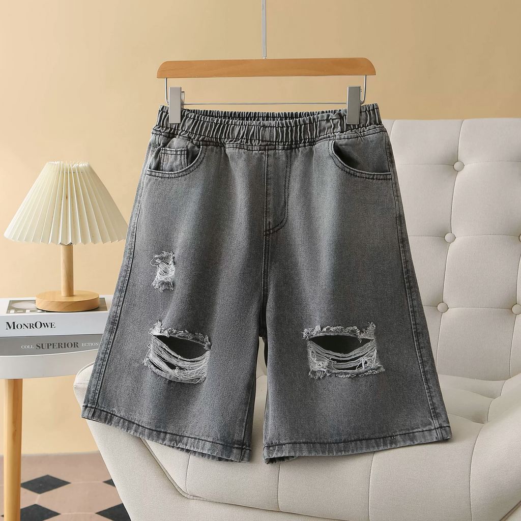 (2XL-6XL) Plus Size Ripped Denim Shorts (EXTRA BIG SIZE)