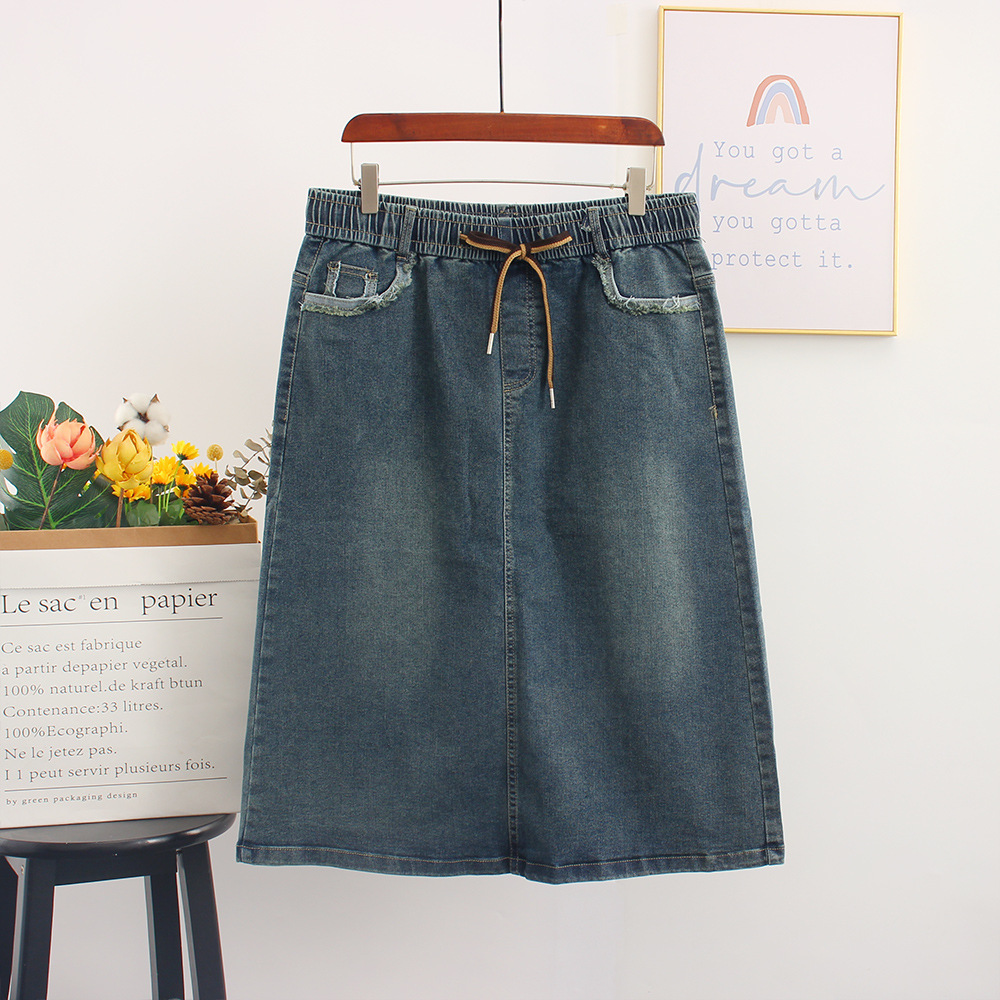 (3XL-9XL) Plus Size Denim Mid Length Skirt (EXTRA BIG SIZE)