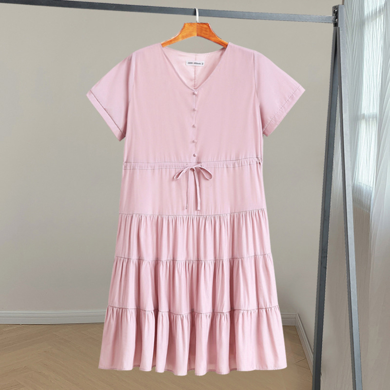 (4XL-10XL) Plus Size Light Pink Dress (EXTRA BIG SIZE)