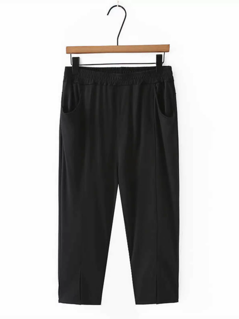 (4XL-6XL) Plus Size Cooling Black Capri Pants (EXTRA BIG SIZE)