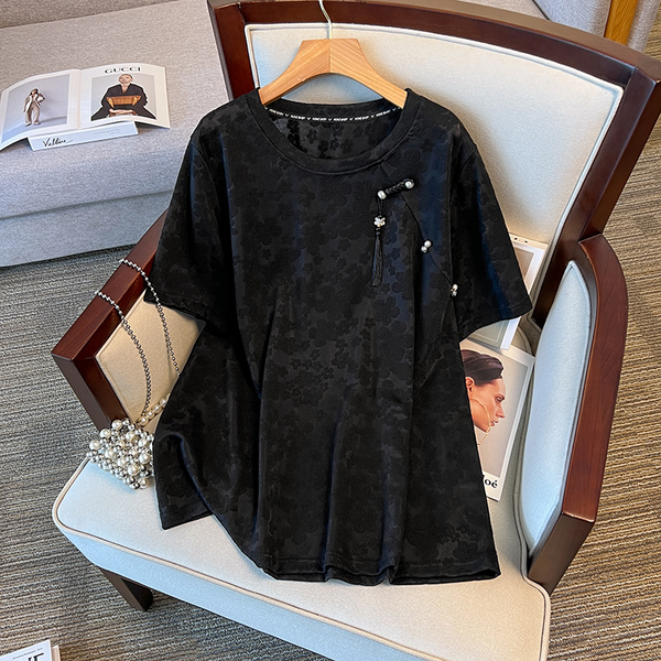 (5XL-8XL) Plus Size Modern Black Qipao Blouse (EXTRA BIG SIZE)