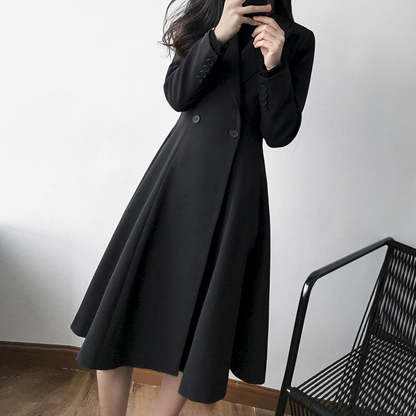 Plus Size A Line Long Sleeve Trench Shirt Dress