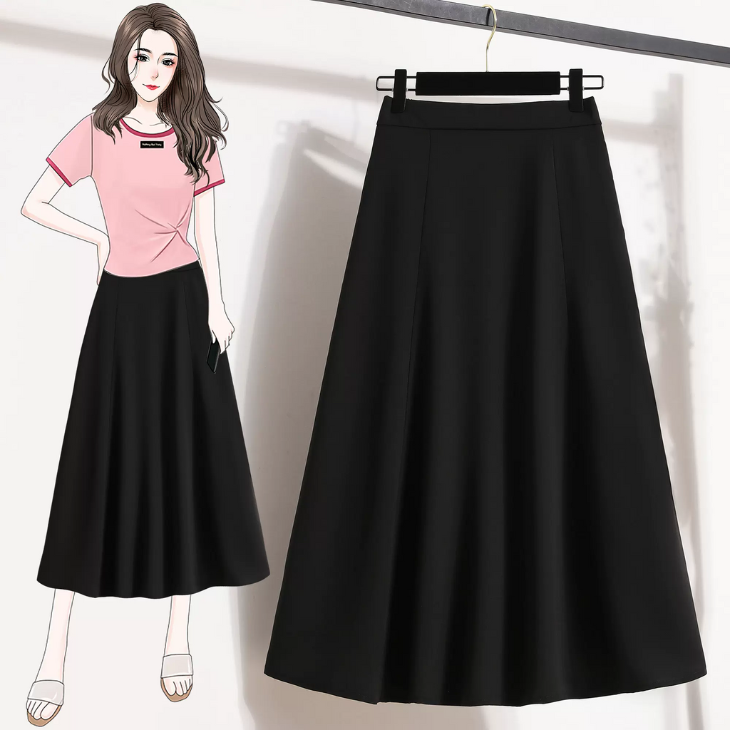 Black work skirt a line best sale