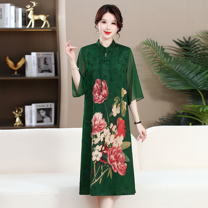 Plus Size Big Floral Formal Qipao