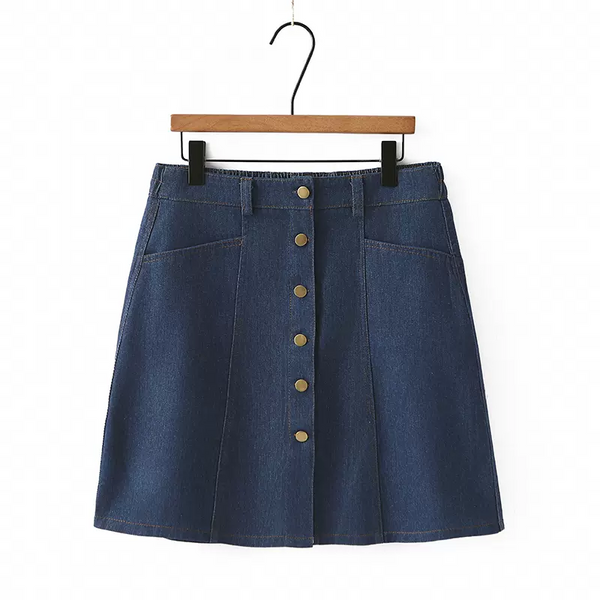 Plus Size Buttons Denim Short Skirt