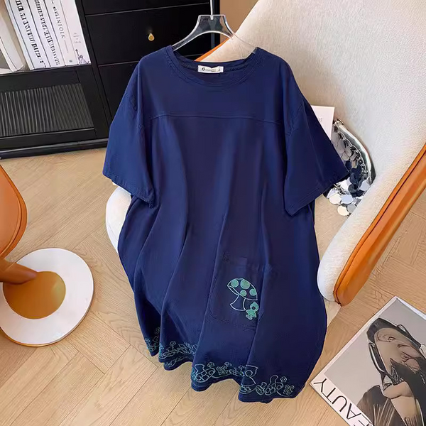 Plus Size Cotton Embroidery Tunic Tee / Short Dress (EXTRA BIG SIZE)