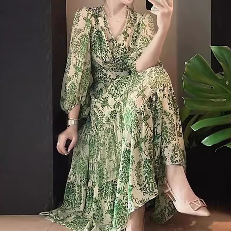 Plus Size Green Filgree Swing Dress