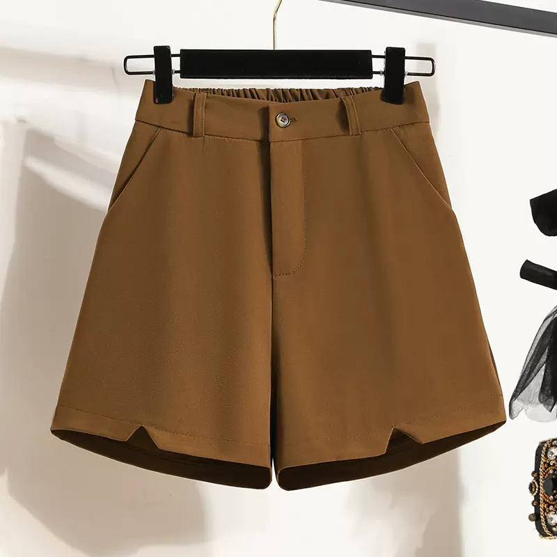 Plus Size High-Waist Slit Front Shorts