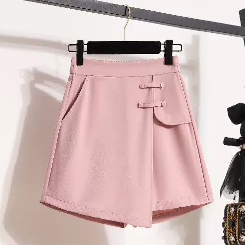 Plus Size Korean Chinese Buttons Skorts