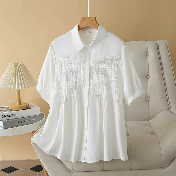 Plus Size Korean Textured Shirt Blouse