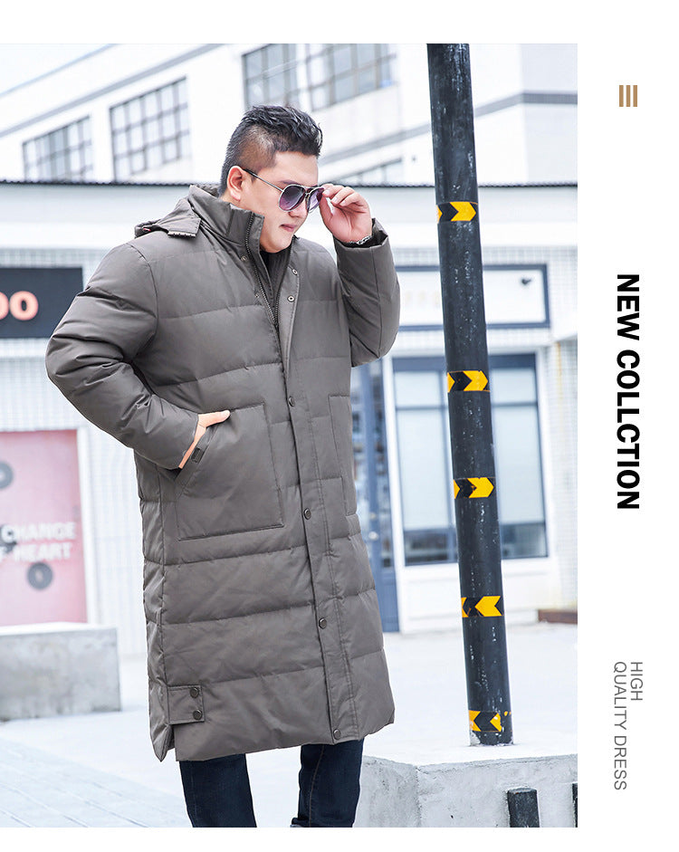 Plus Size Men's Down Fur Hood Long Length Winter Jacket – Pluspreorder