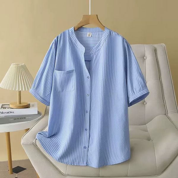 Plus Size Notch Neck Buttons Shirt Blouse