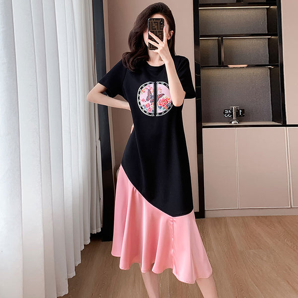 Plus Size Chinese Modern Midi Dress