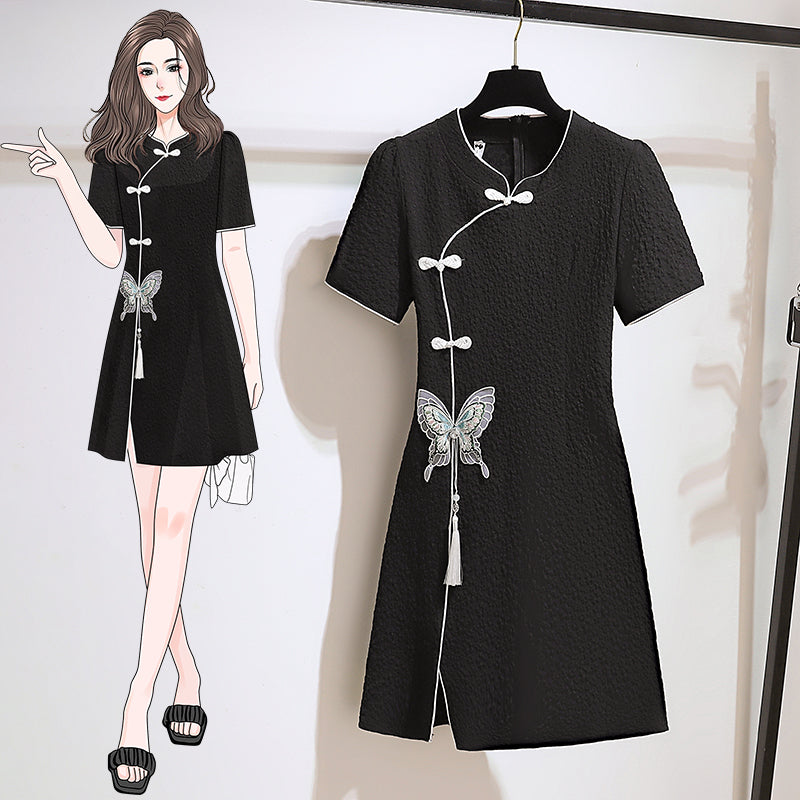 Plus Size Lolita Black Butterfly Qipao Dress