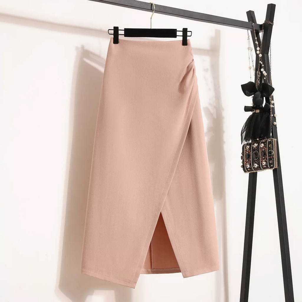 Plus Size Slit Pencil Midi Skirt