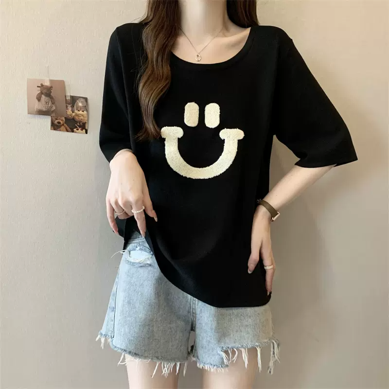 Plus Size Smiley Short Sleeve Top