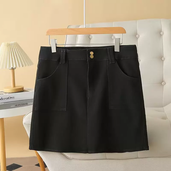 Plus Size Utility Short Denim Skirt