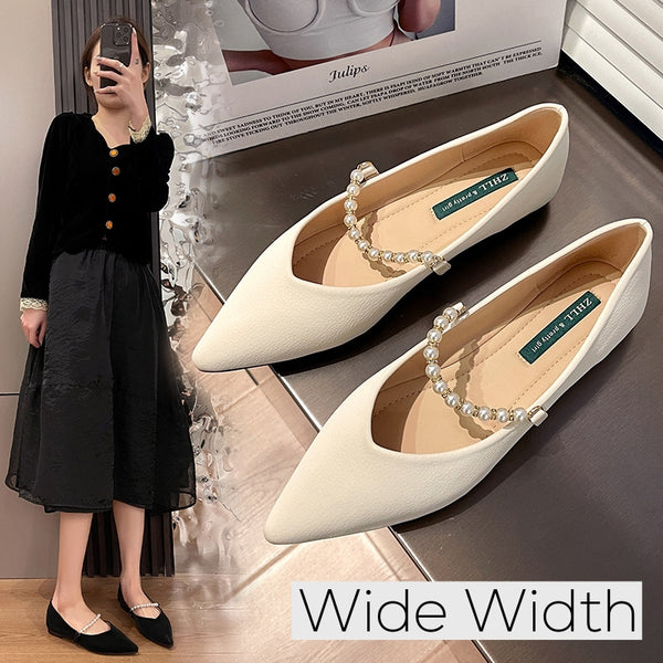 Plus size wide width pointed ballet flats