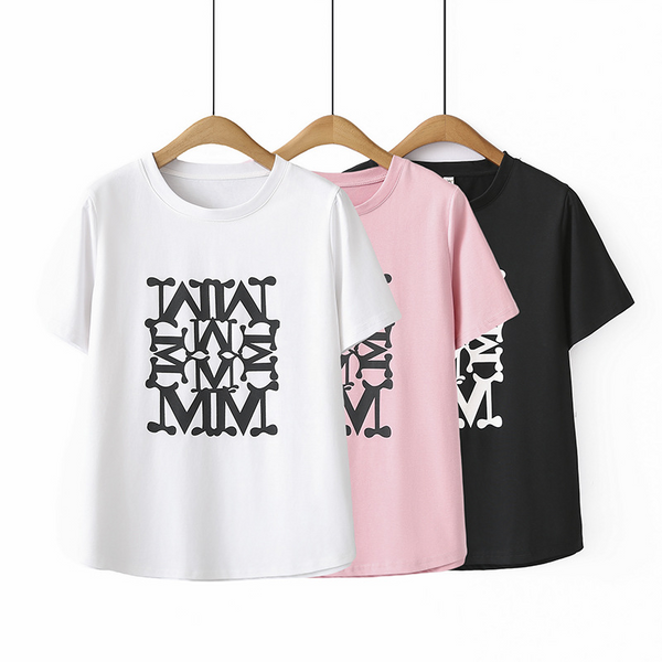 (XL-4XL) Plus Size Words Short Sleeve Tee