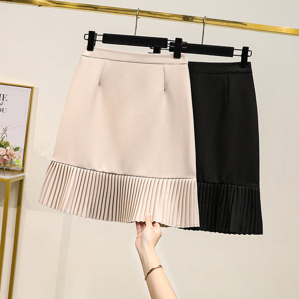 Plus Size Pleat High Waist Mini Skirt