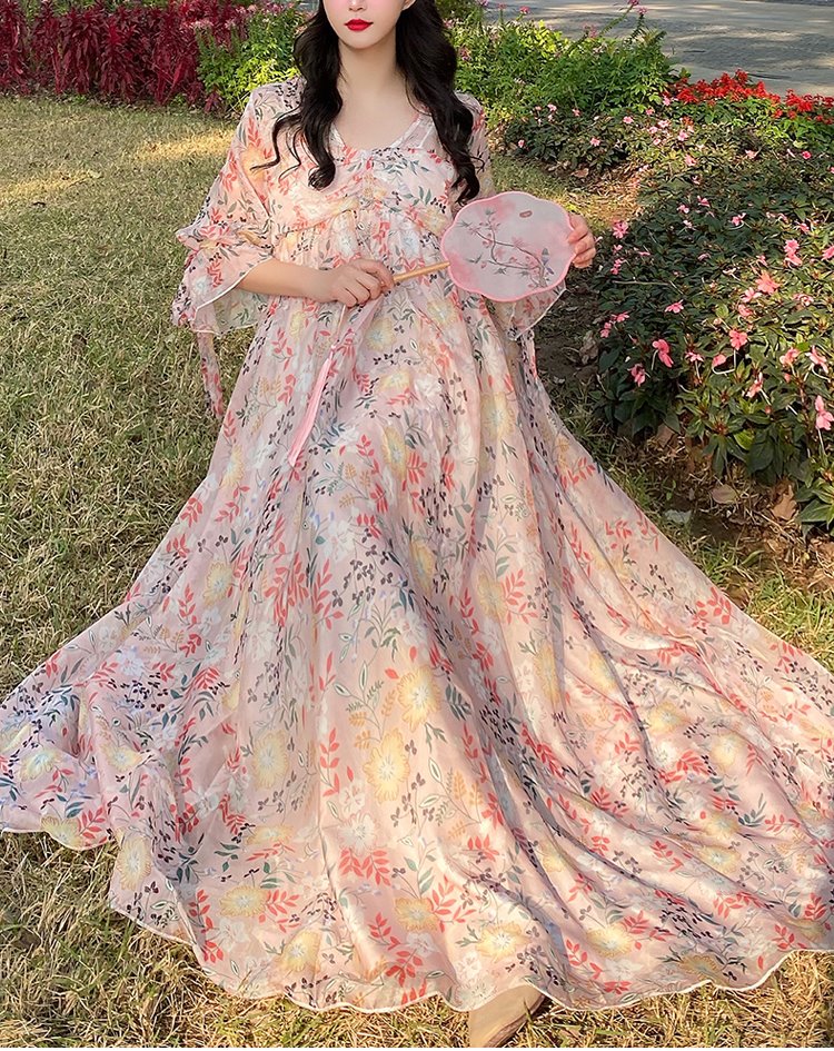 Plus size floral chiffon sales maxi dress