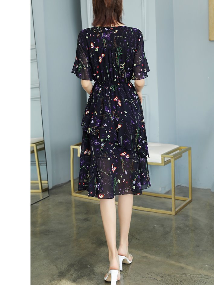 Chiffon floral wrap on sale dress