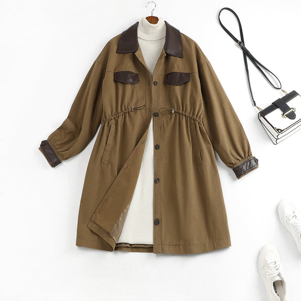 Plus Size Korean Chic Tunic Windbreaker