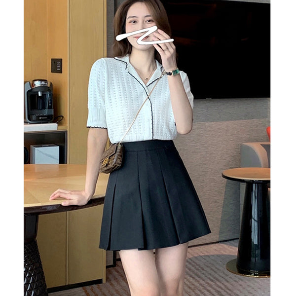 Plus Size Korean Pleat Mini Skirt