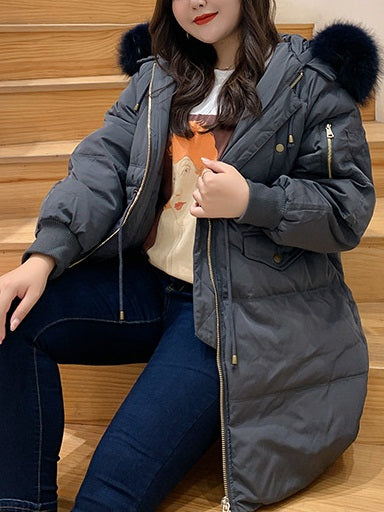Plus Size Korean Padded Long Winter Jacket (EXTRA BIG SIZE)