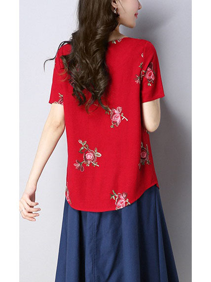 red short sleeve blouse