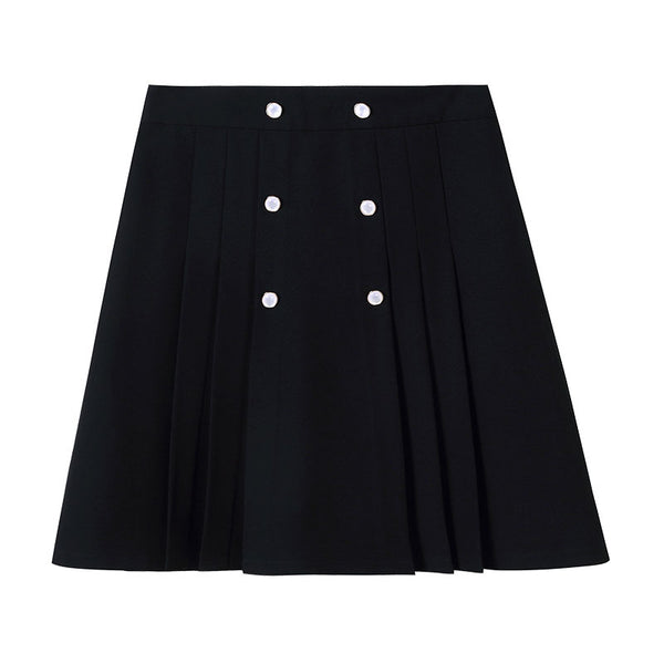 Plus Size Pleat Buttons Short Skirt