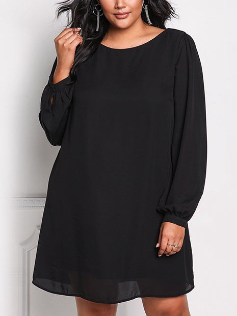 Chiffon sleeve black shift on sale dress