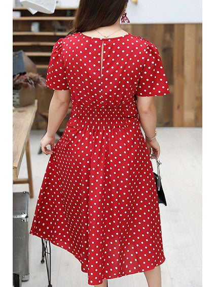 Red dress with black polka dots sale