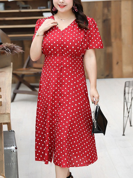 Red polka dot deals dress vintage